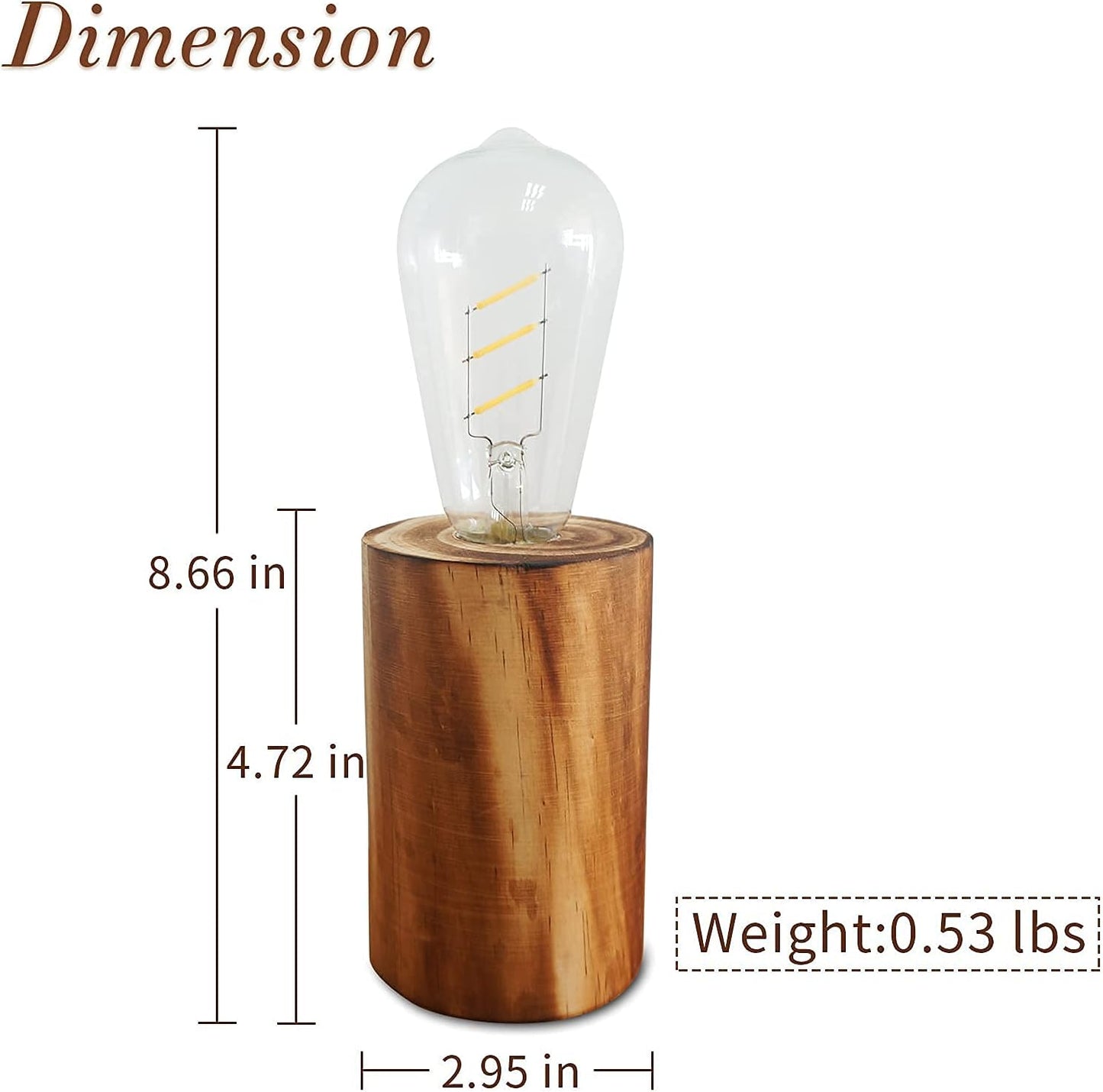 Battery Operated Table Lamp Wood Night Light Decorative Table Light for Bedroom Living Room Lights Bedside Table Lamp Desk Decorative Lights Bright Light Festival Home Decoration(Single)
