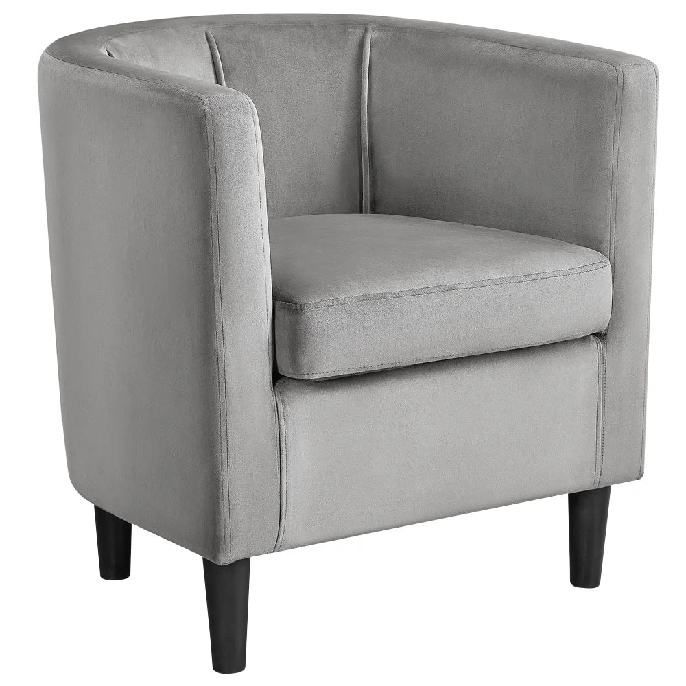 Contemporary Barrel Accent Chair for Livingroom, Gray Velvet