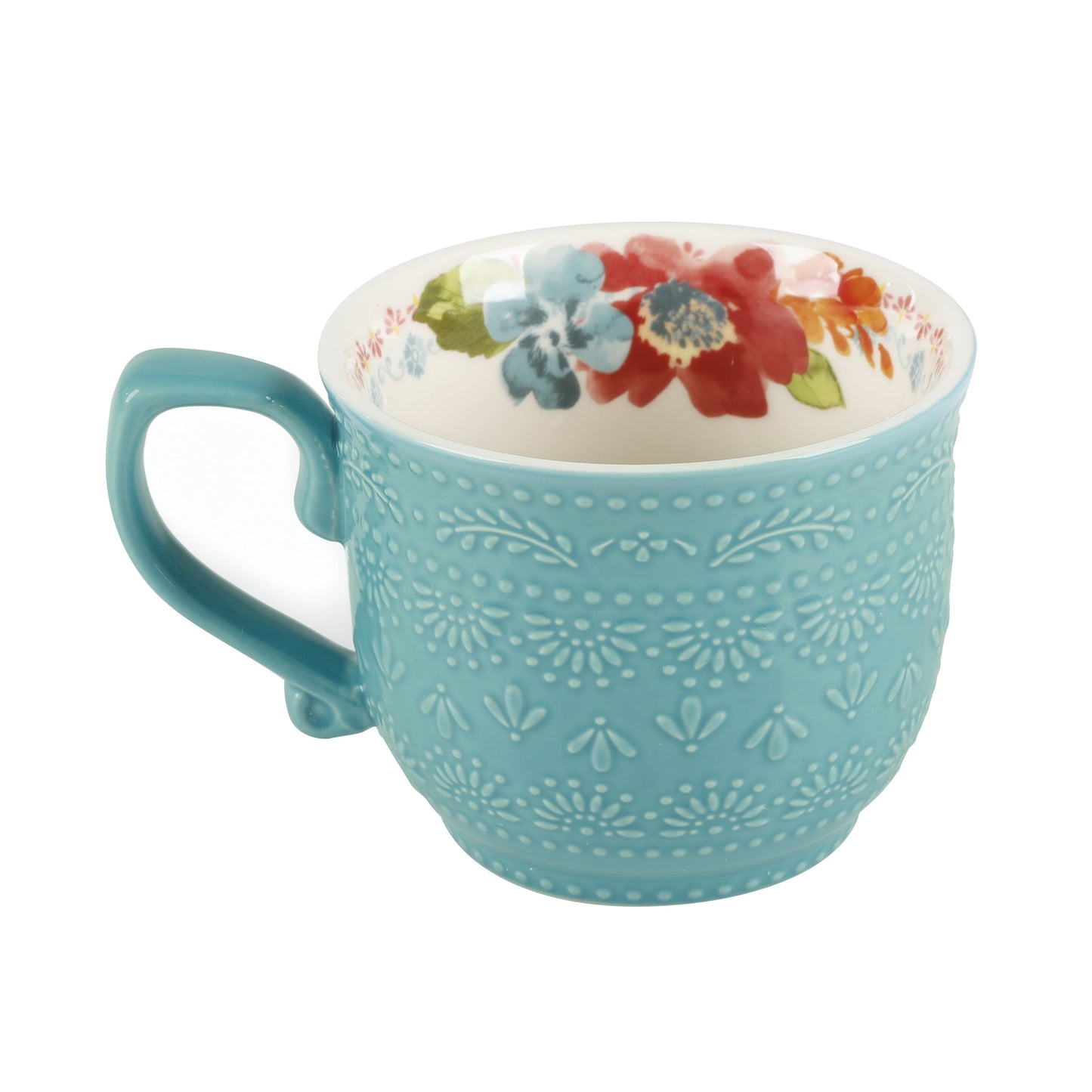 Wildflower Whimsy Blue Ceramic 18-Ounce Mugs, 4-Pack
