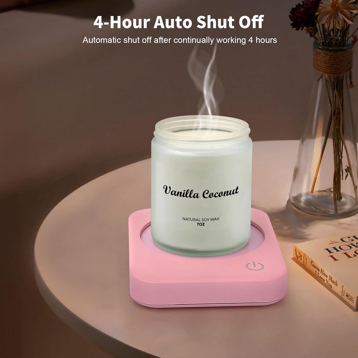Coffee Mug Warmer with 4 Hours Auto Shut-Off, Coffee Warmer Plate for Office Home Desk Use with 3 Temperature Settings, Electric Cup Warmer for Cocoa,Tea, Milk, Water, for Gifts, Pink (No Cup)