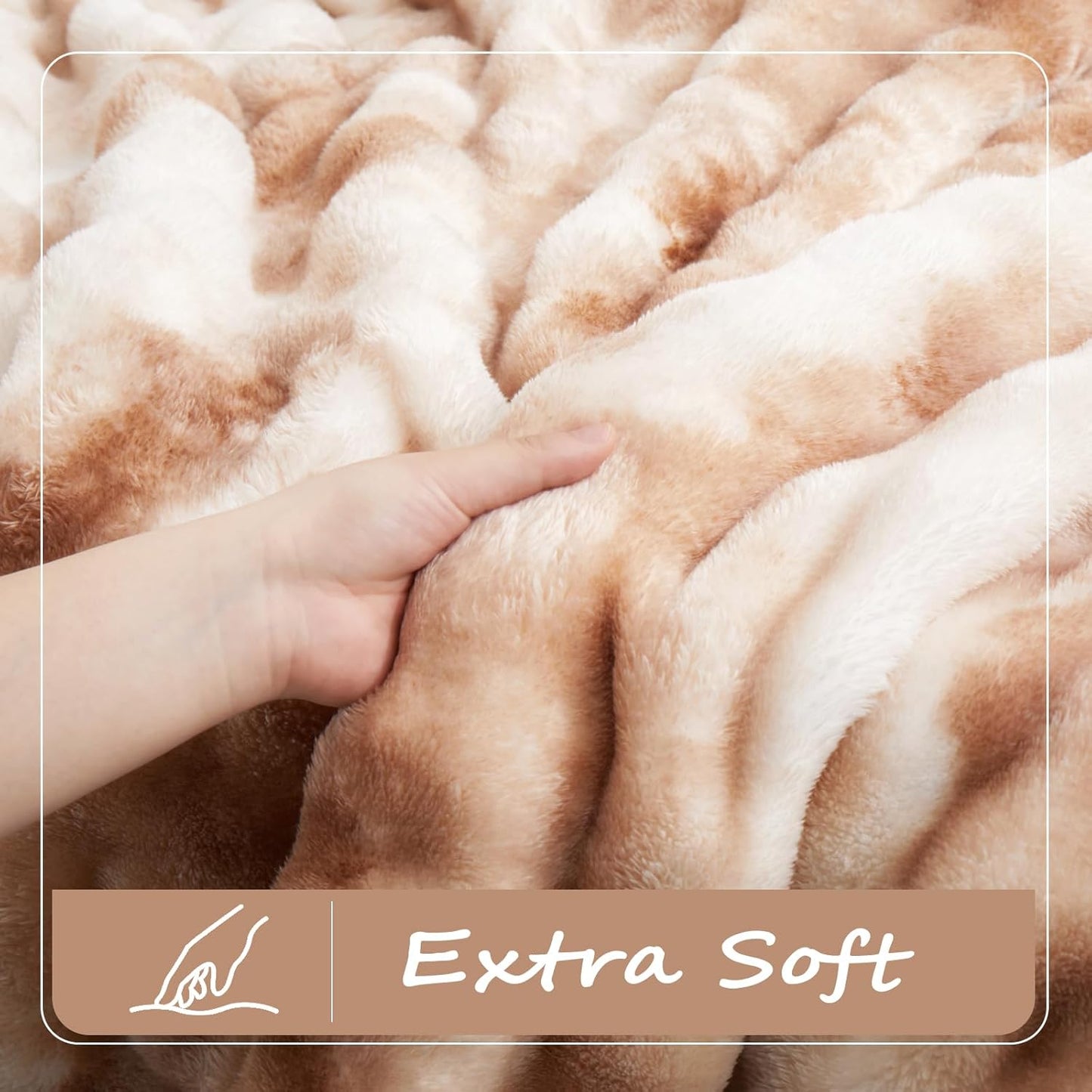 Fleece Blanket - Throw Blanket for Couch, Luxury Bubble Fluffy Plush Twin Cozy Soft Warm Fuzzy Extra Large Blanket for All Season Use-80"*90"-Brown1