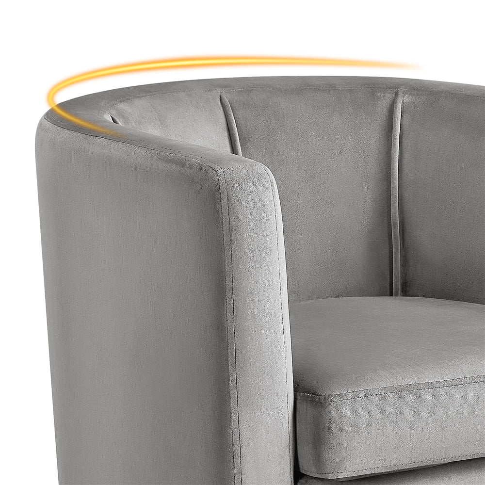 Contemporary Barrel Accent Chair for Livingroom, Gray Velvet