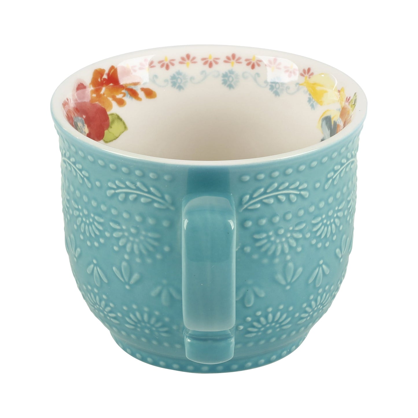 Wildflower Whimsy Blue Ceramic 18-Ounce Mugs, 4-Pack
