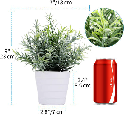 Small Fake Plant Potted - Faux Plant Indoor Plant Artificial Potted Plant Decor for Home and Office (Rosemary Green)