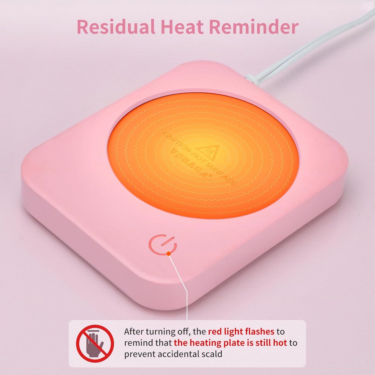 Coffee Mug Warmer with 4 Hours Auto Shut-Off, Coffee Warmer Plate for Office Home Desk Use with 3 Temperature Settings, Electric Cup Warmer for Cocoa,Tea, Milk, Water, for Gifts, Pink (No Cup)