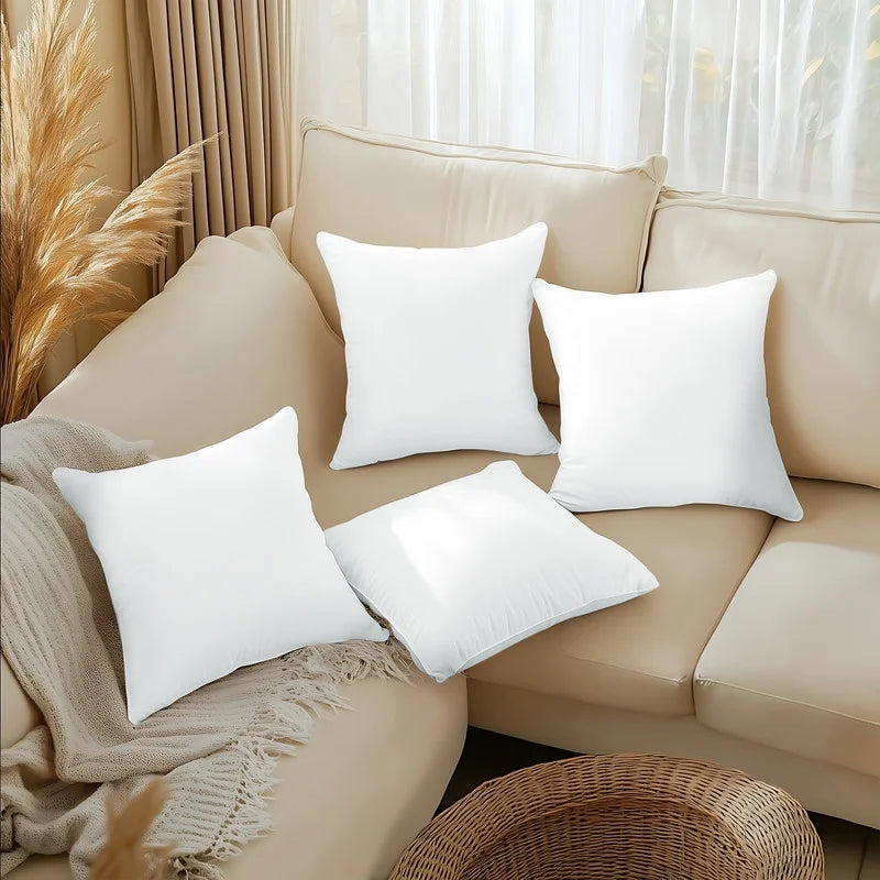 Lux Decor Throw Pillow Inserts Set of 4 - Decorative Cushion for Couch, Sofa, Bed, Bench & Car Seats – Indoor/Outdoor Square Pillows 16X16