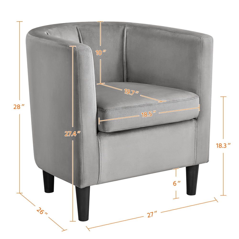 Contemporary Barrel Accent Chair for Livingroom, Gray Velvet