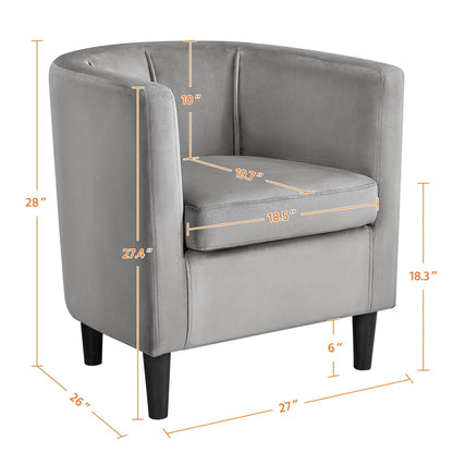 Contemporary Barrel Accent Chair for Livingroom, Gray Velvet