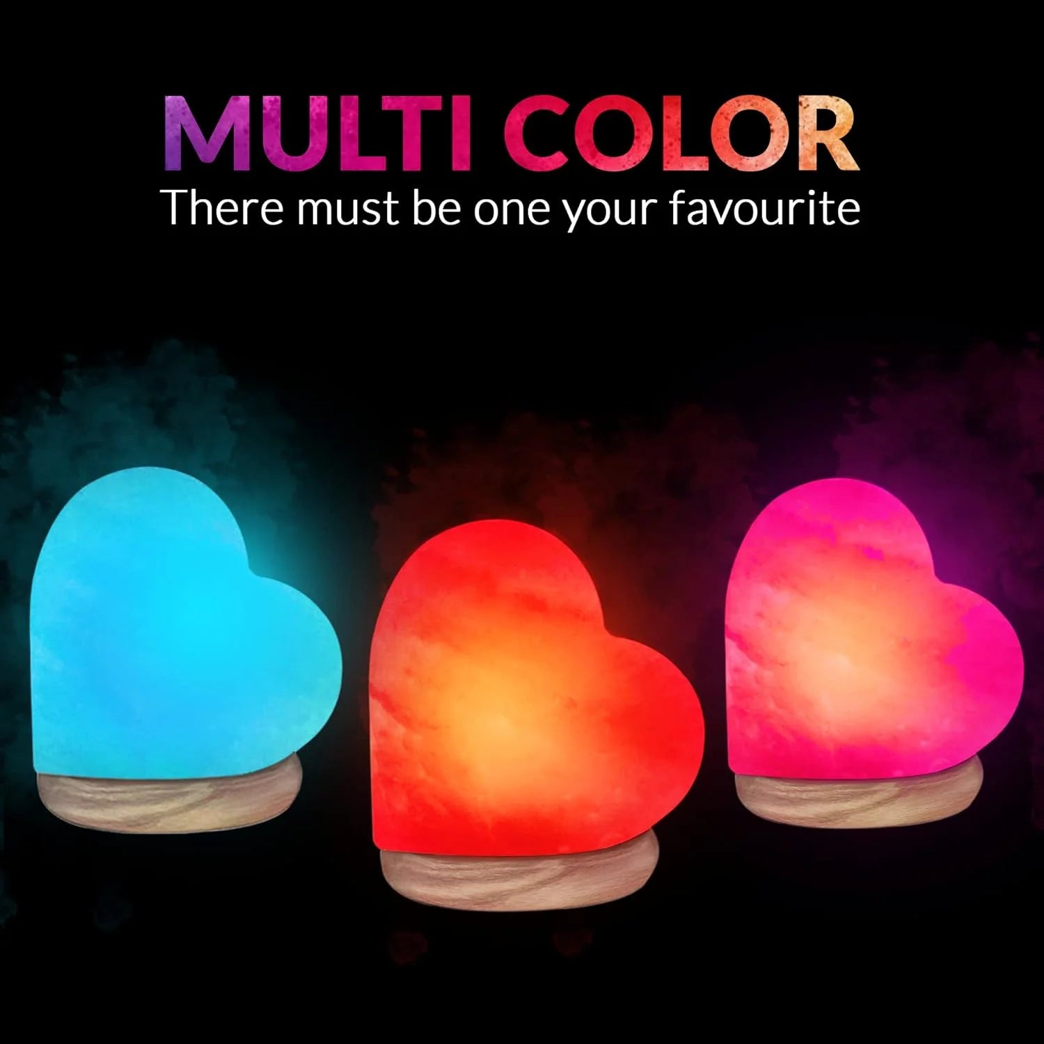 Heart Salt USB Lamp, Multicolor LED Night Light, 4-5 Lbs