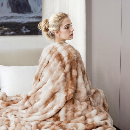 Fleece Blanket - Throw Blanket for Couch, Luxury Bubble Fluffy Plush Twin Cozy Soft Warm Fuzzy Extra Large Blanket for All Season Use-80"*90"-Brown1