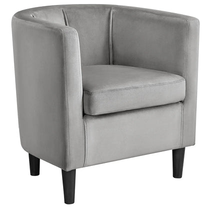 Contemporary Barrel Accent Chair for Livingroom, Gray Velvet