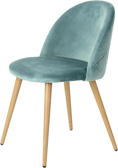 Upholstered Velvet Dining Chair Mid Back Armless with Wood Legs for Home Kitchen Bedroom Living Room