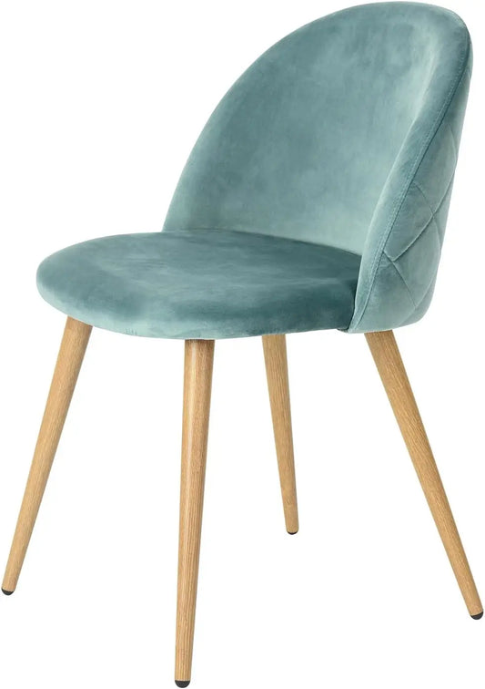 Upholstered Velvet Dining Chair Mid Back Armless with Wood Legs for Home Kitchen Bedroom Living Room