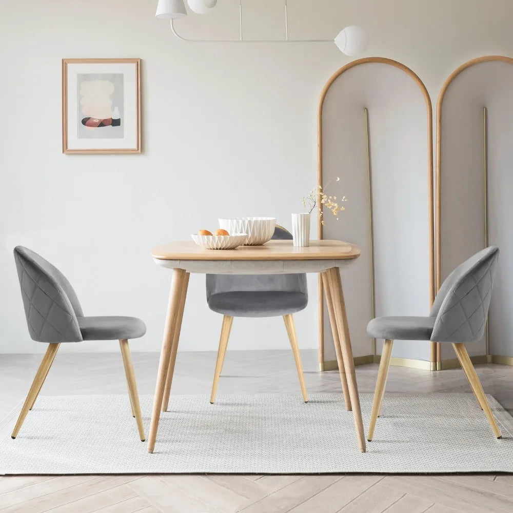 Upholstered Velvet Dining Chair Mid Back Armless with Wood Legs for Home Kitchen Bedroom Living Room
