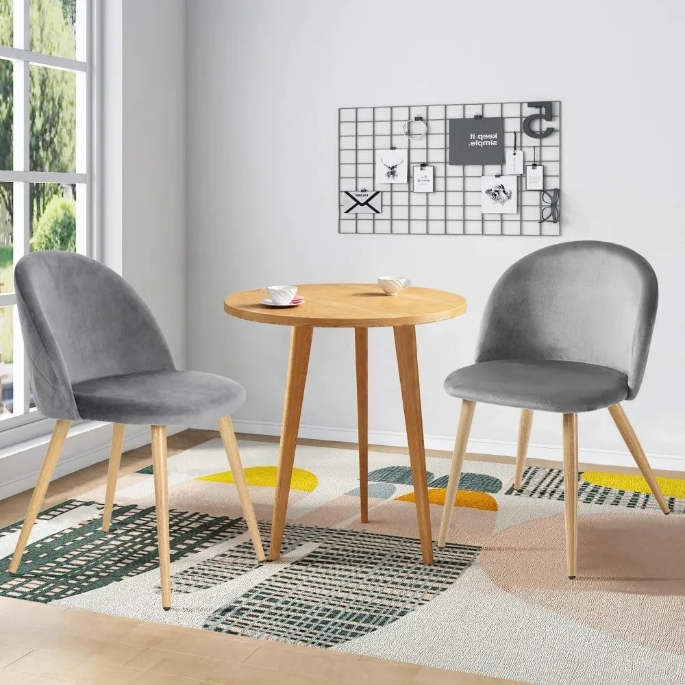 Upholstered Velvet Dining Chair Mid Back Armless with Wood Legs for Home Kitchen Bedroom Living Room
