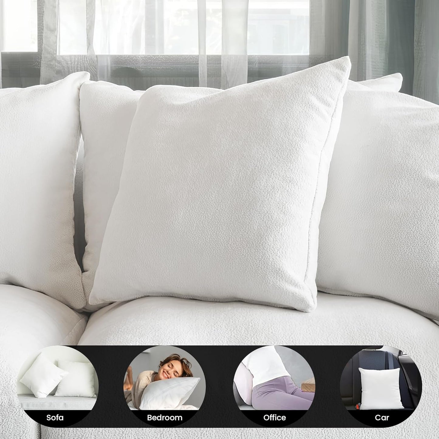 Throw Pillows Insert 18 X 18 Inches (Set of 4) Hypoallergenic, Made in USA - Decorative Couch, Bed Pillow
