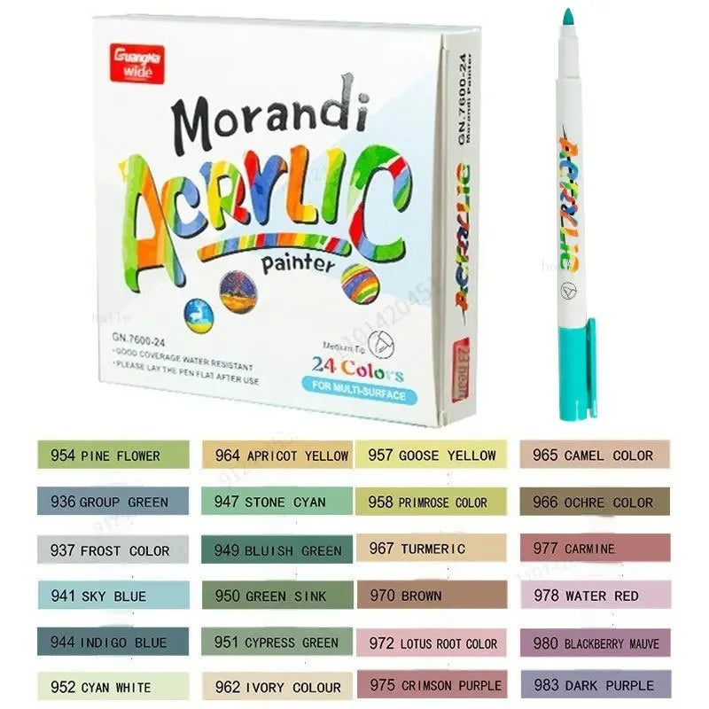 12-60 Colors Acrylic Brush Marker Pens for Fabric Canvas Stone Metal Ceramics DIY Painting Pen