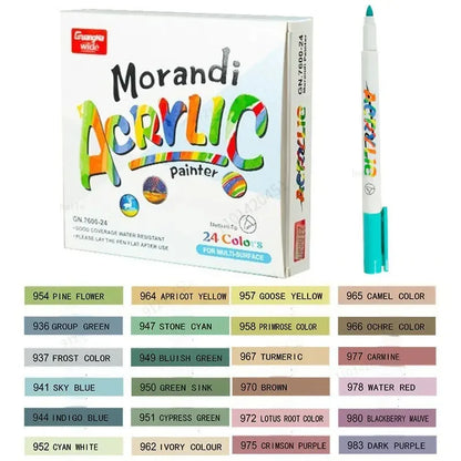 12-60 Colors Acrylic Brush Marker Pens for Fabric Canvas Stone Metal Ceramics DIY Painting Pen