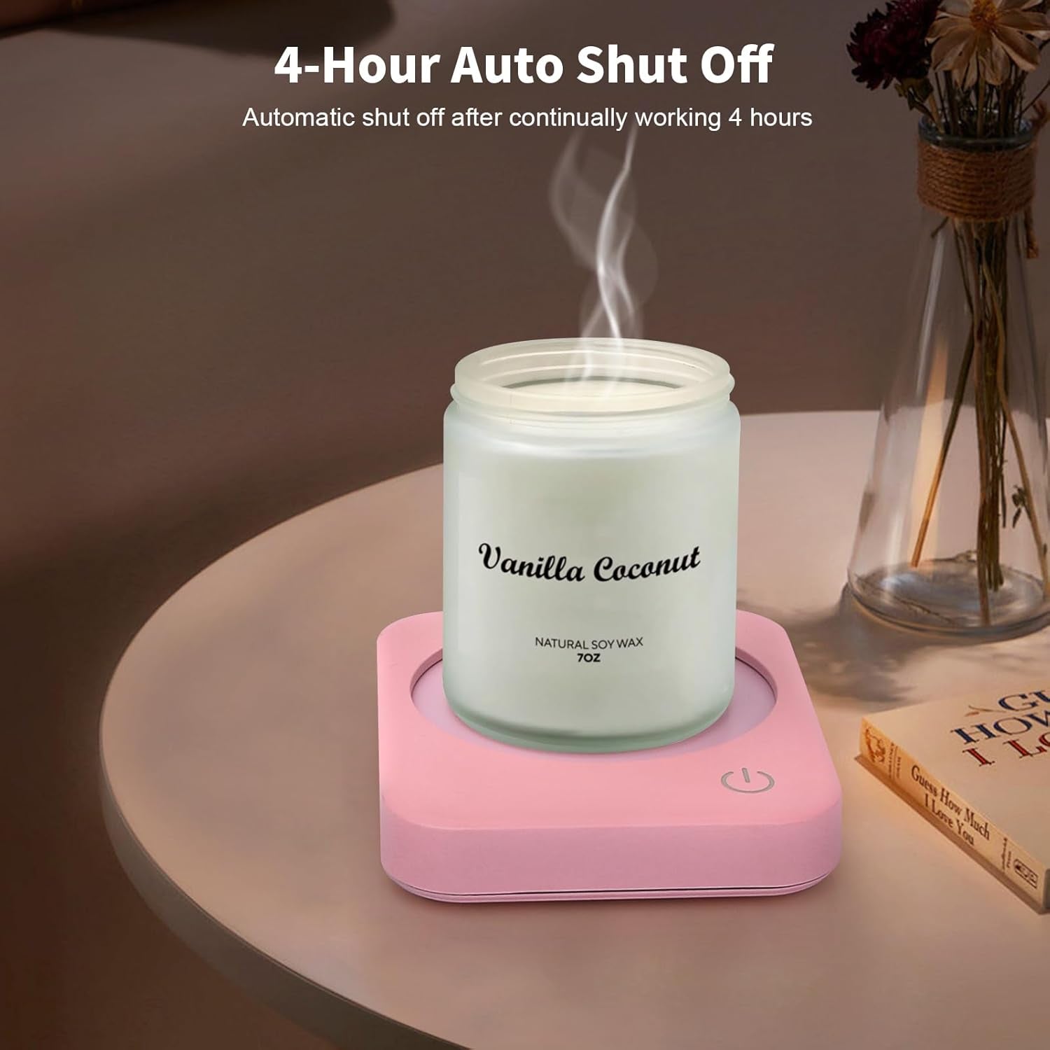 Coffee Mug Warmer with 4 Hours Auto Shut-Off, Coffee Warmer Plate for Office Home Desk Use with 3 Temperature Settings, Electric Cup Warmer for Cocoa,Tea, Milk, Water, for Gifts, Pink (No Cup)