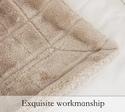 Faux Fur Throw Ultra Soft Double Sided, Fluffy Blanket for Winter Sofa Couch, Cuddly & Warm (50"X 60", Beige)
