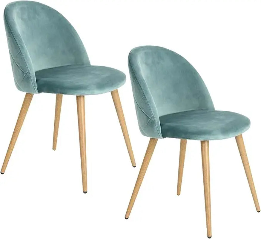 Upholstered Velvet Dining Chair Mid Back Armless with Wood Legs for Home Kitchen Bedroom Living Room