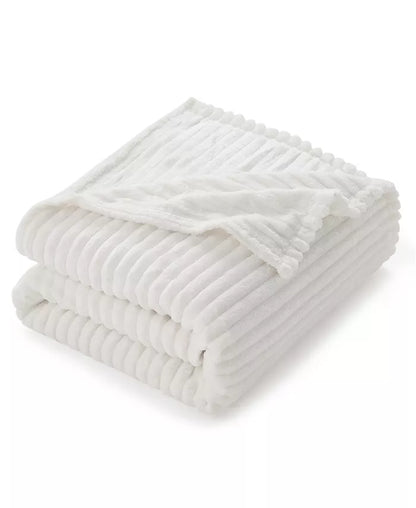Ultra Soft & Light Ribbed Fleece Blanket - Throw/Travel 50"X60"