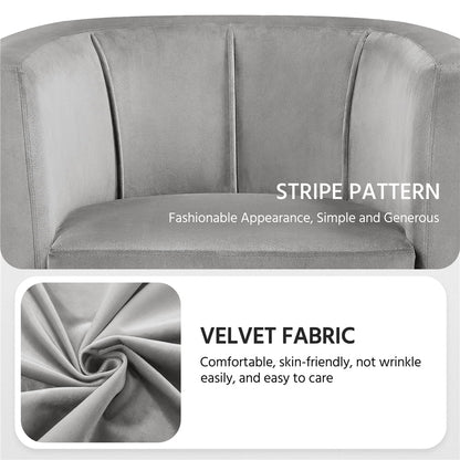 Contemporary Barrel Accent Chair for Livingroom, Gray Velvet