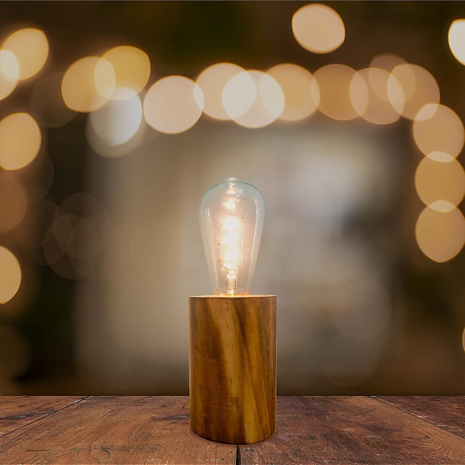 Battery Operated Table Lamp Wood Night Light Decorative Table Light for Bedroom Living Room Lights Bedside Table Lamp Desk Decorative Lights Bright Light Festival Home Decoration(Single)