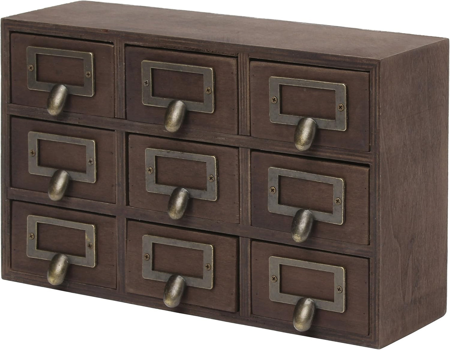 Apothecary Wood Desk Drawer Set, 9 Drawers, Rustic Brown