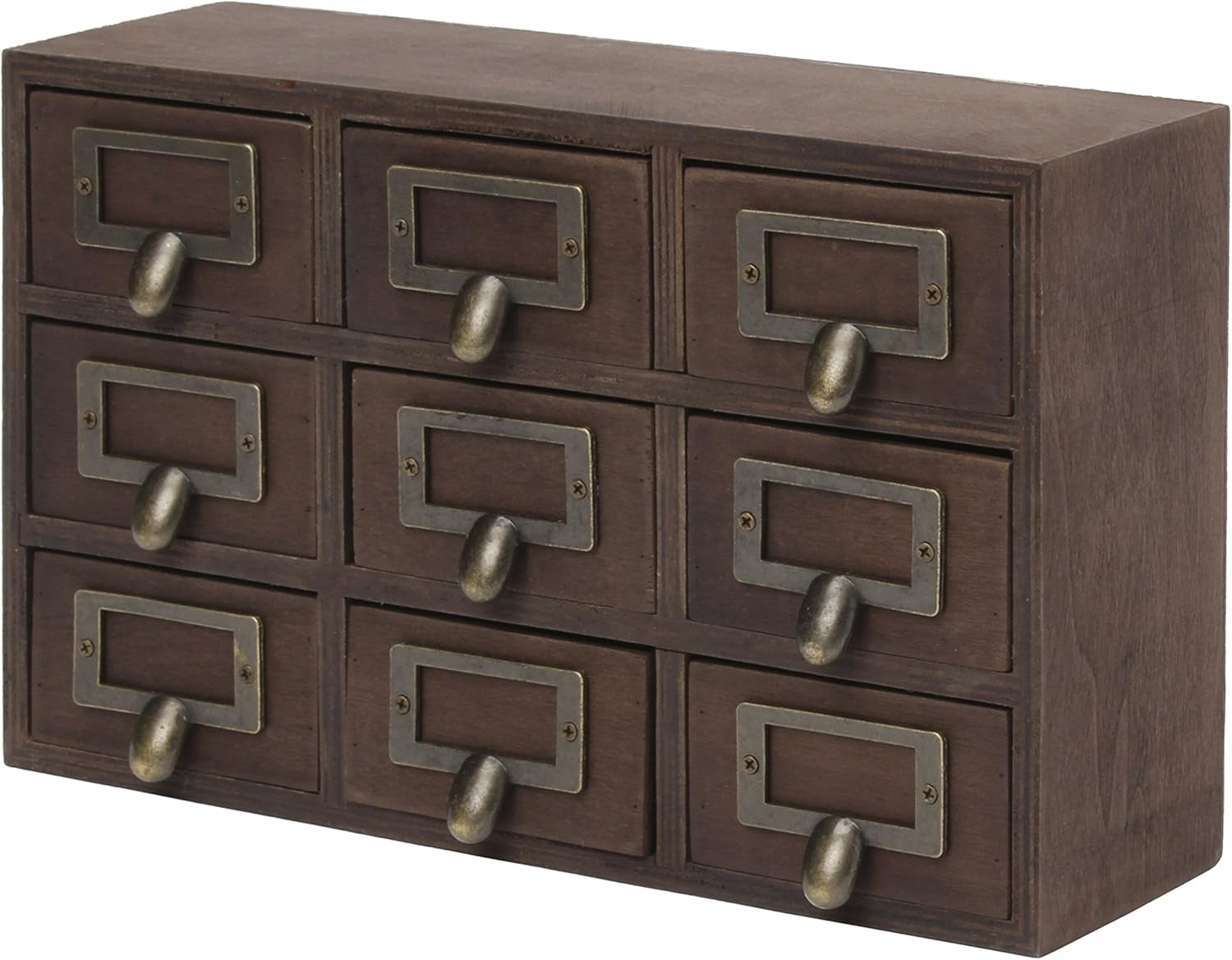 Apothecary Wood Desk Drawer Set, 9 Drawers, Rustic Brown