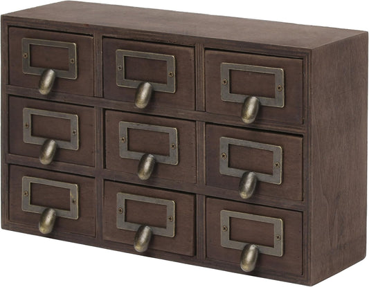 Apothecary Wood Desk Drawer Set, 9 Drawers, Rustic Brown