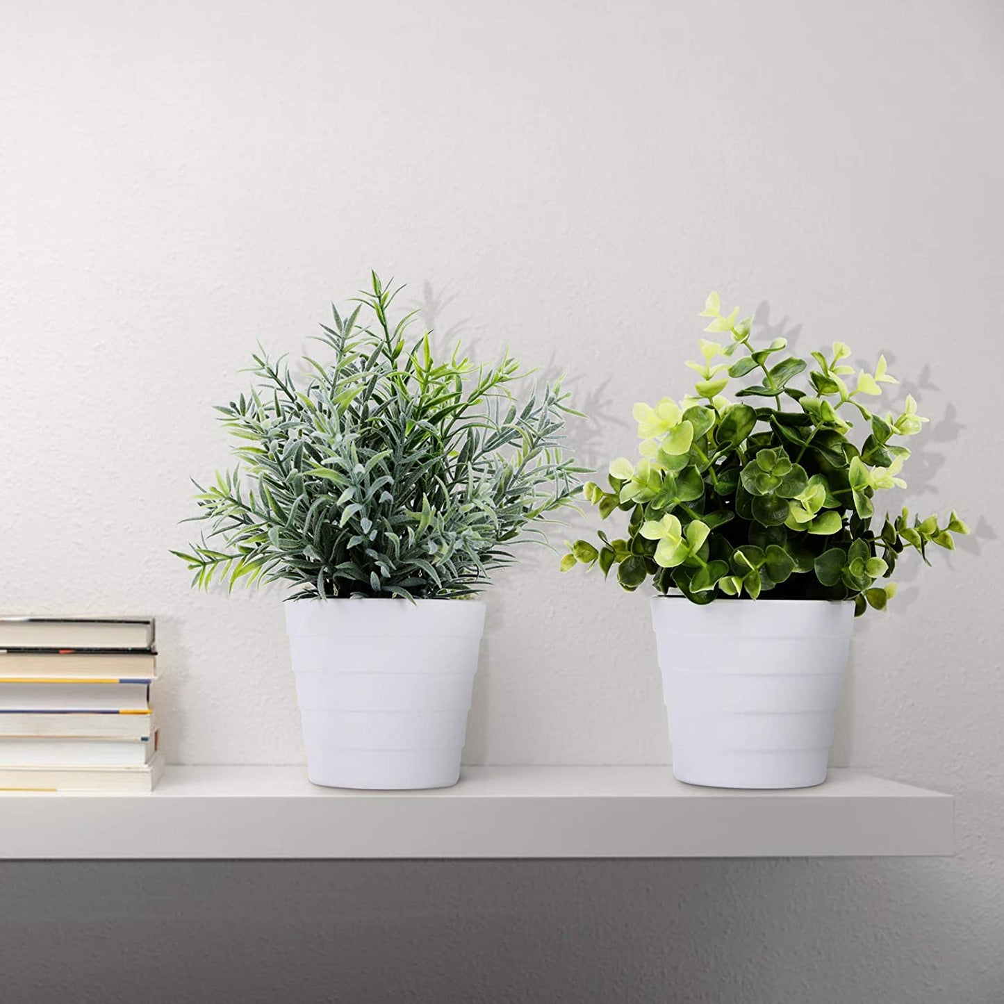 Small Fake Plant Potted - Faux Plant Indoor Plant Artificial Potted Plant Decor for Home and Office (Rosemary Green)