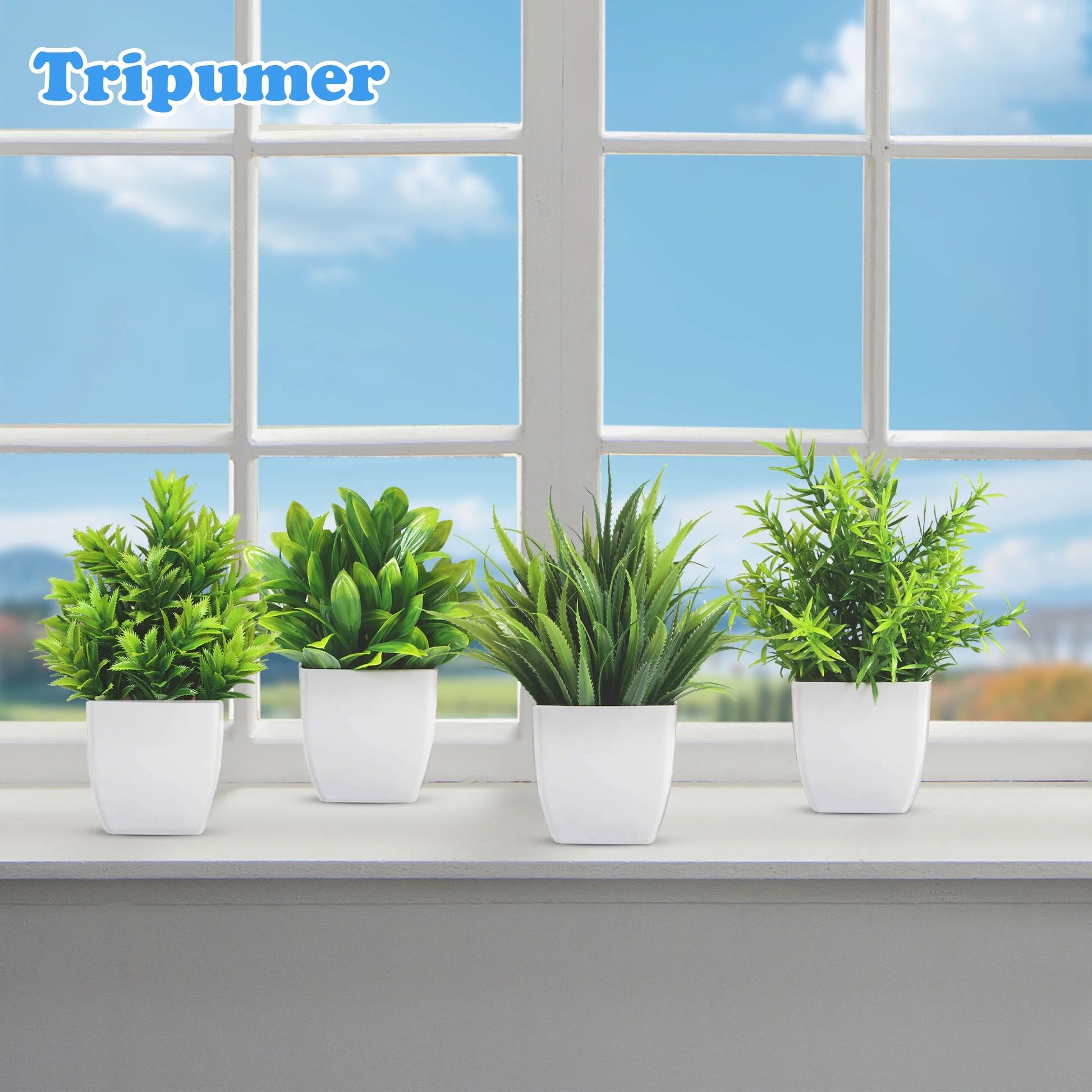 Mini Simulation Potted Plant Set 4Pack Artificial Greenery with Planter Fake Plants for Indoor Home Office Bathroom Farmhouse Decoration