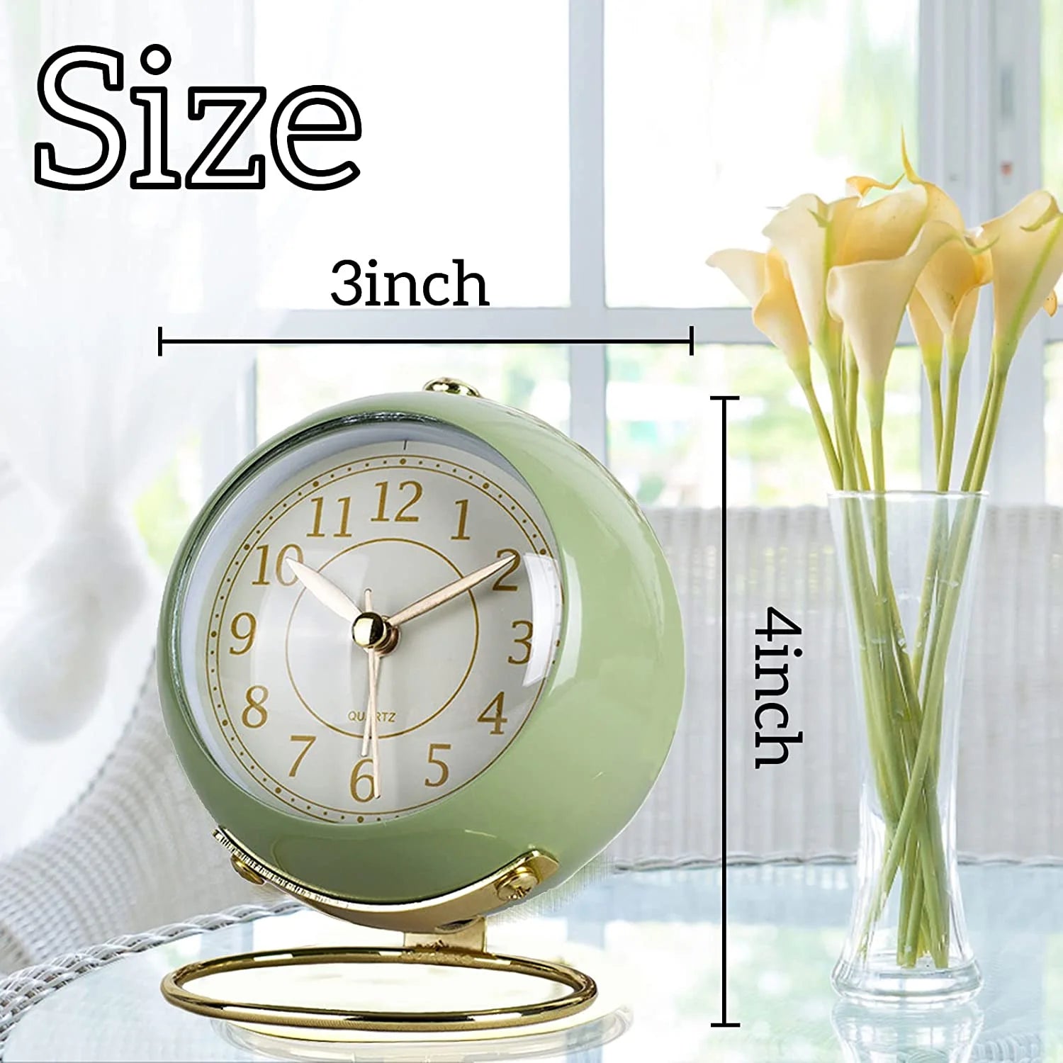 Analog Alarm Clocks,Retro Backlight Cute Simple Design Small Desk Clock with Night Light,Silent Non-Ticking,Battery Powered,For Kids,Bedroom ,Travel,Kitchen,Bedside Desktop