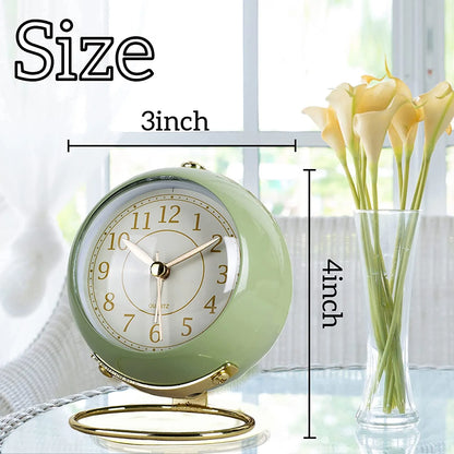 Analog Alarm Clocks,Retro Backlight Cute Simple Design Small Desk Clock with Night Light,Silent Non-Ticking,Battery Powered,For Kids,Bedroom ,Travel,Kitchen,Bedside Desktop