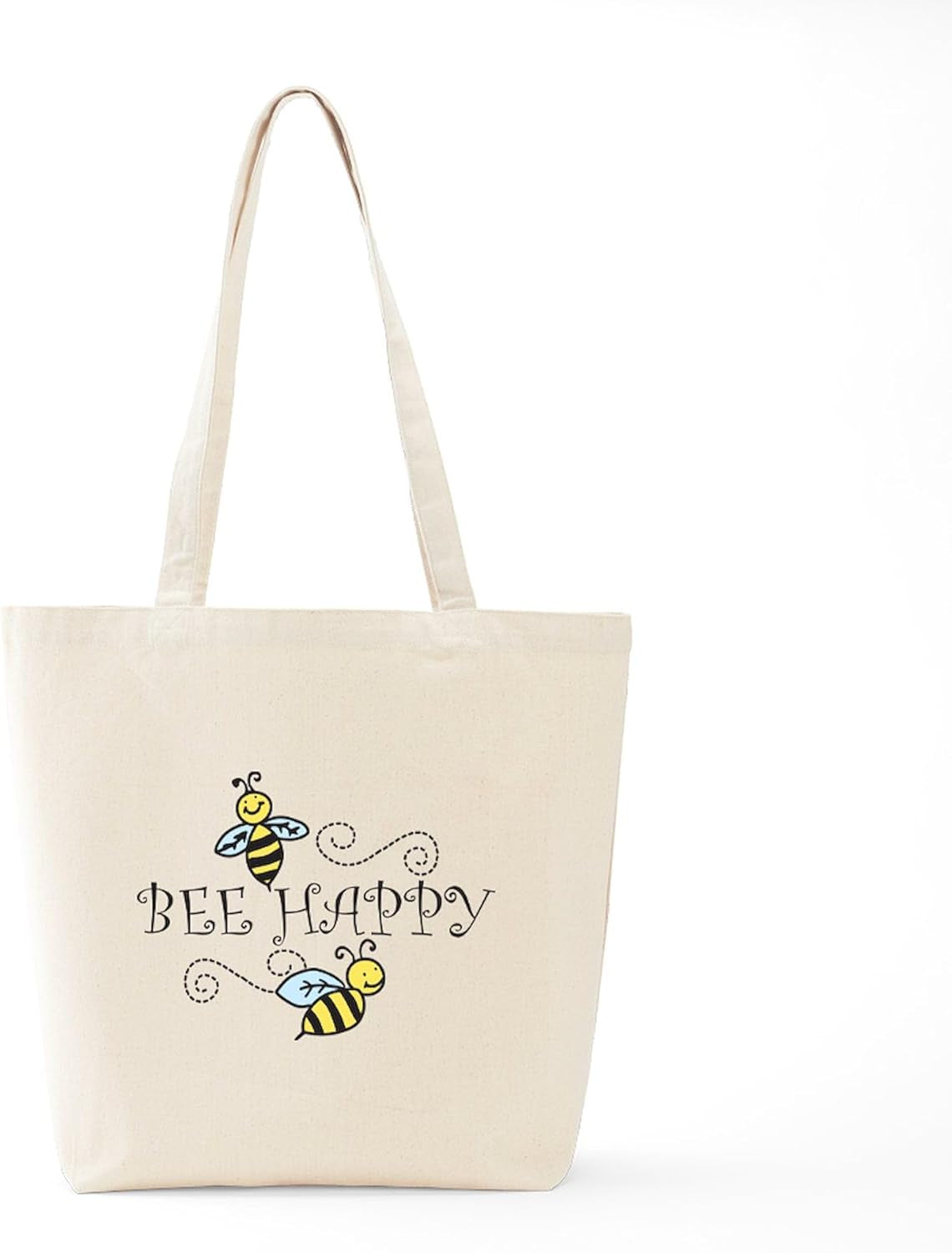 Bee Happy Tote Bag Natural Canvas Tote Bag, Reusable Shopping Bag
