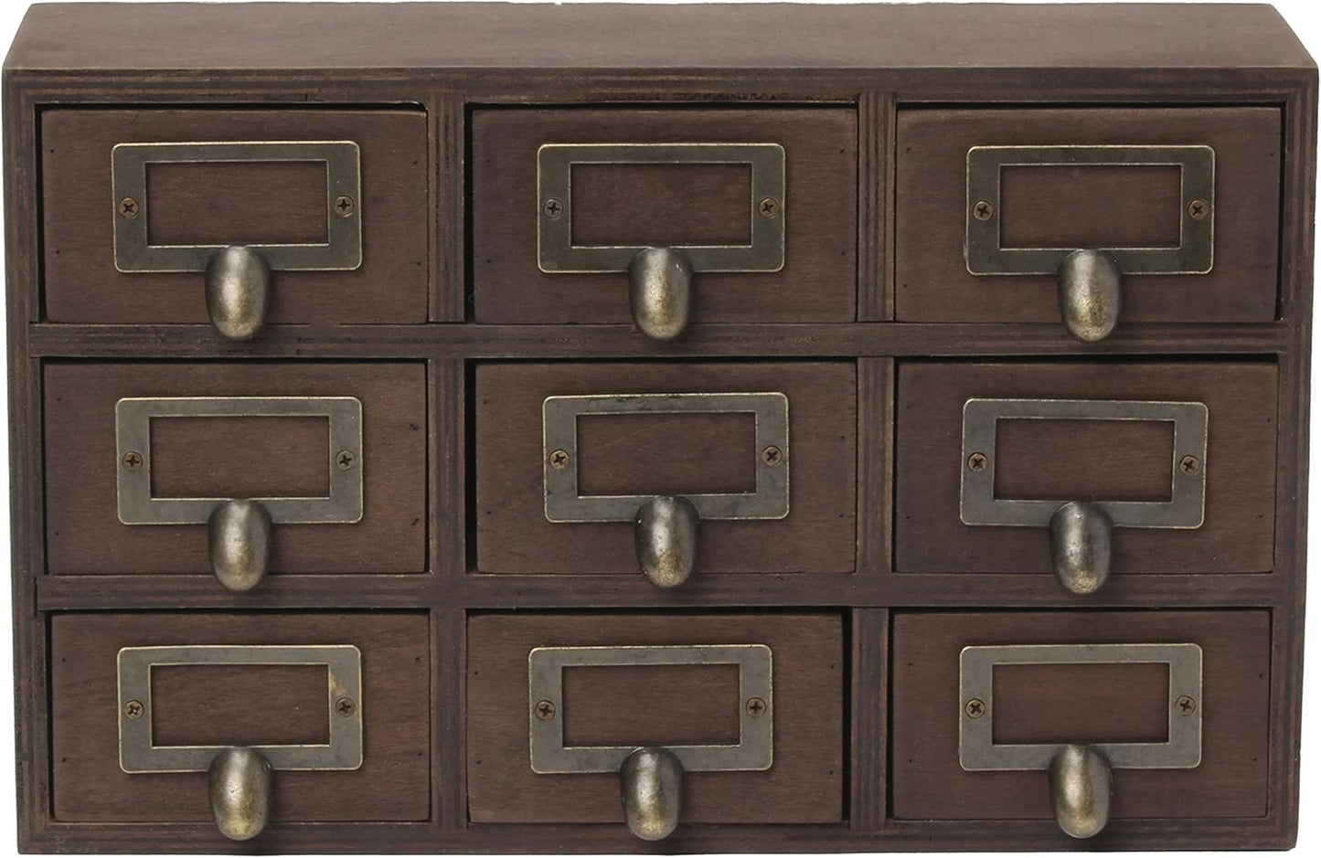 Apothecary Wood Desk Drawer Set, 9 Drawers, Rustic Brown