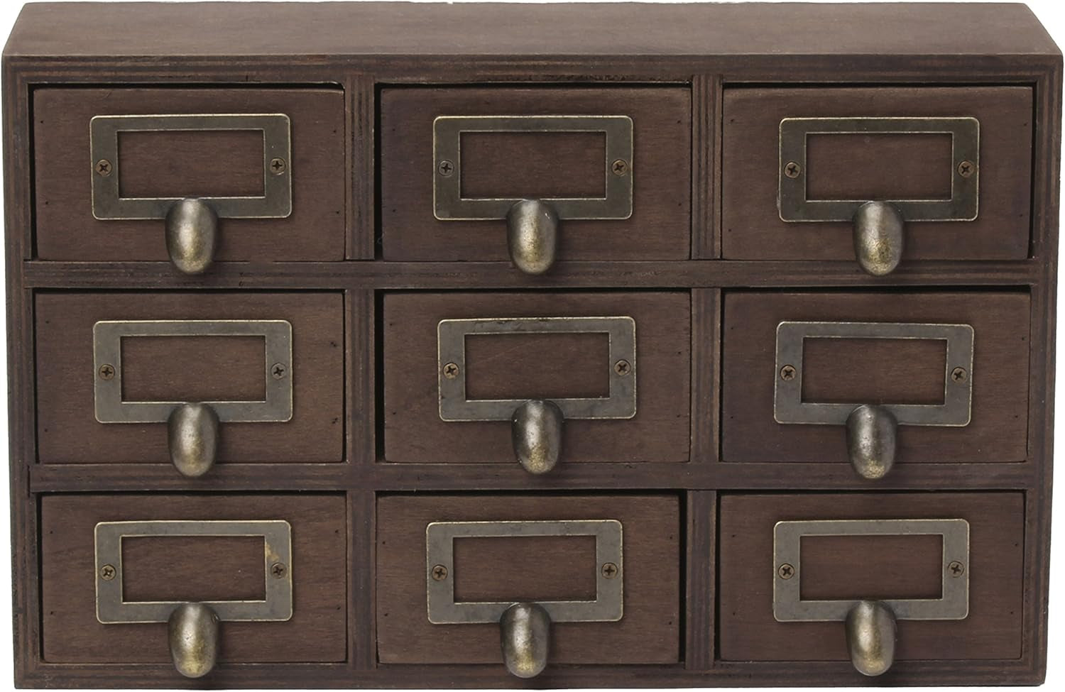 Apothecary Wood Desk Drawer Set, 9 Drawers, Rustic Brown