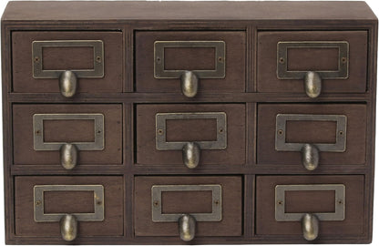 Apothecary Wood Desk Drawer Set, 9 Drawers, Rustic Brown