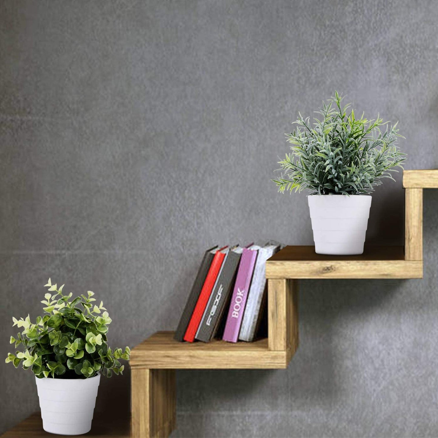 Small Fake Plant Potted - Faux Plant Indoor Plant Artificial Potted Plant Decor for Home and Office (Rosemary Green)
