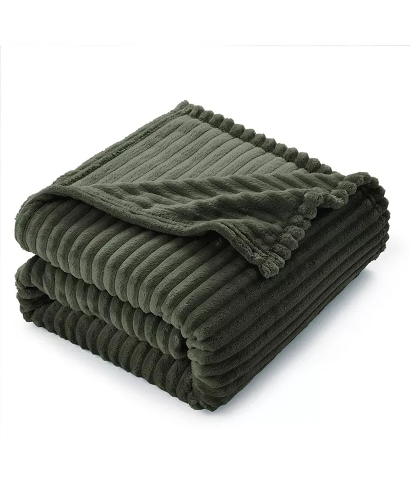 Ultra Soft & Light Ribbed Fleece Blanket - Throw/Travel 50"X60"