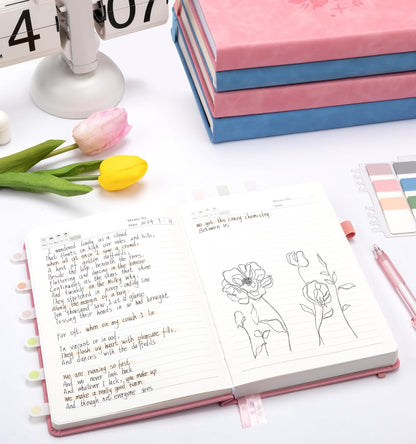 Lined Journal Notebook 365 Pages, A5 Leather Journals for Writing Women & Men, H