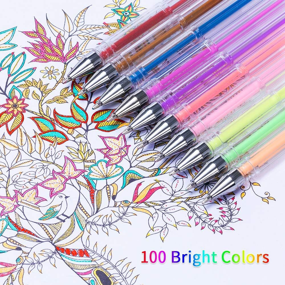 Gel Pens, Reaeon 200 Pack Pen with Case for Adult Coloring Books
