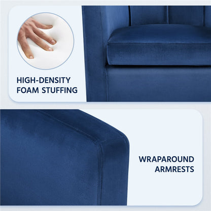 Upholstered Accent Chair for Livingroom, Blue Velvet