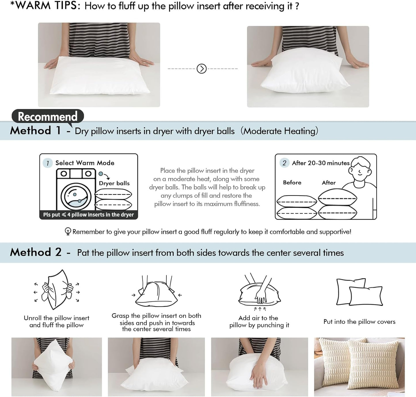 22X22 Pillow Inserts,Set of 2 down Feather Throw Pillows for Couch Sofa Bed, Dec