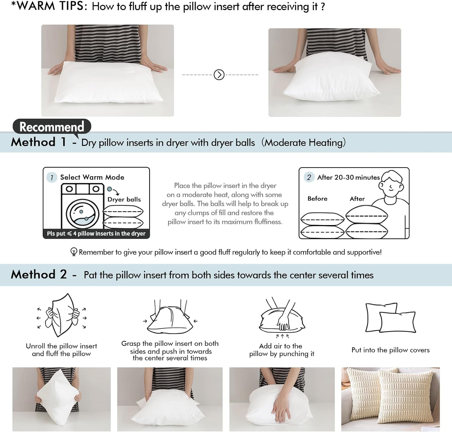 22X22 Pillow Inserts,Set of 2 down Feather Throw Pillows for Couch Sofa Bed, Dec