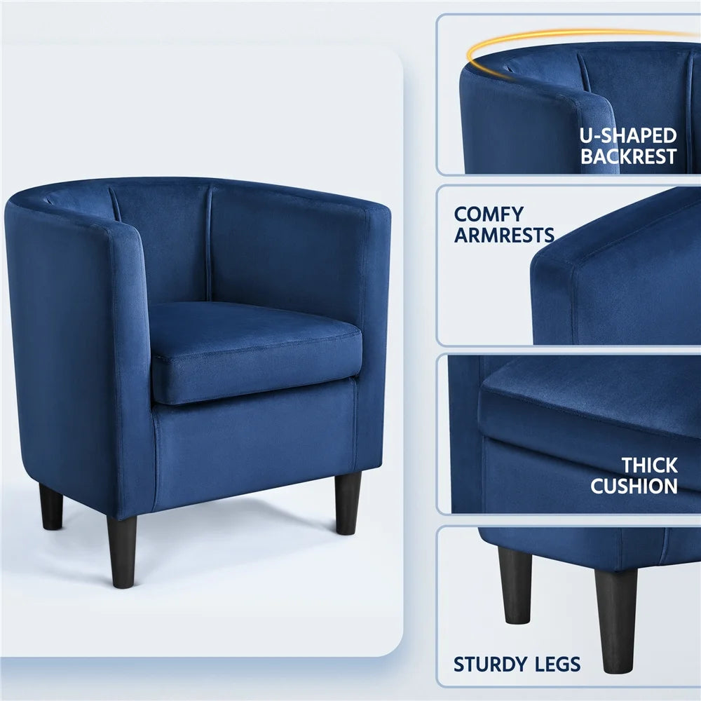 Upholstered Accent Chair for Livingroom, Blue Velvet