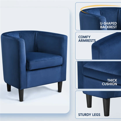 Upholstered Accent Chair for Livingroom, Blue Velvet