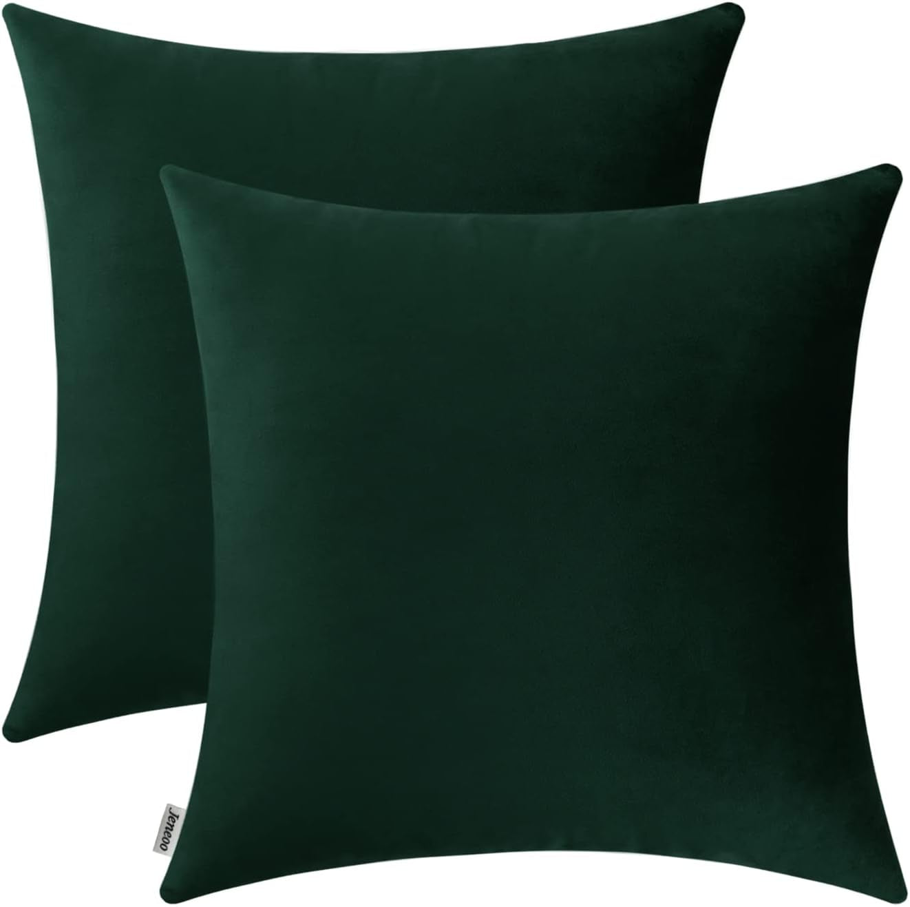 Set of 2 Comfy Accent Soft Velvet Throw Pillow Covers for Sofa Couch, Invisible Zipper Decorative Solid Square Cushion Cases for Livingroom Car (16 X 16 Inches, Army Green)