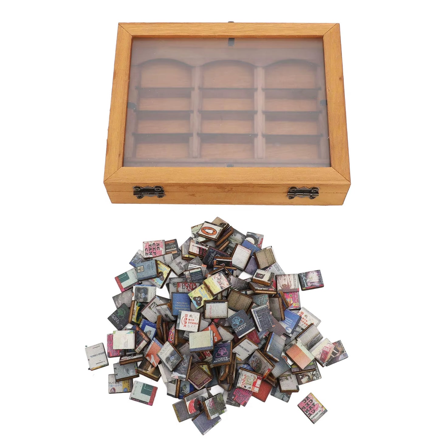 ZK40 Miniature Book Boxes Display Case Cabinet Anxiety Relief Books Shaking Bookshelf Toy Desk Ornament Bookshelf Mini Books